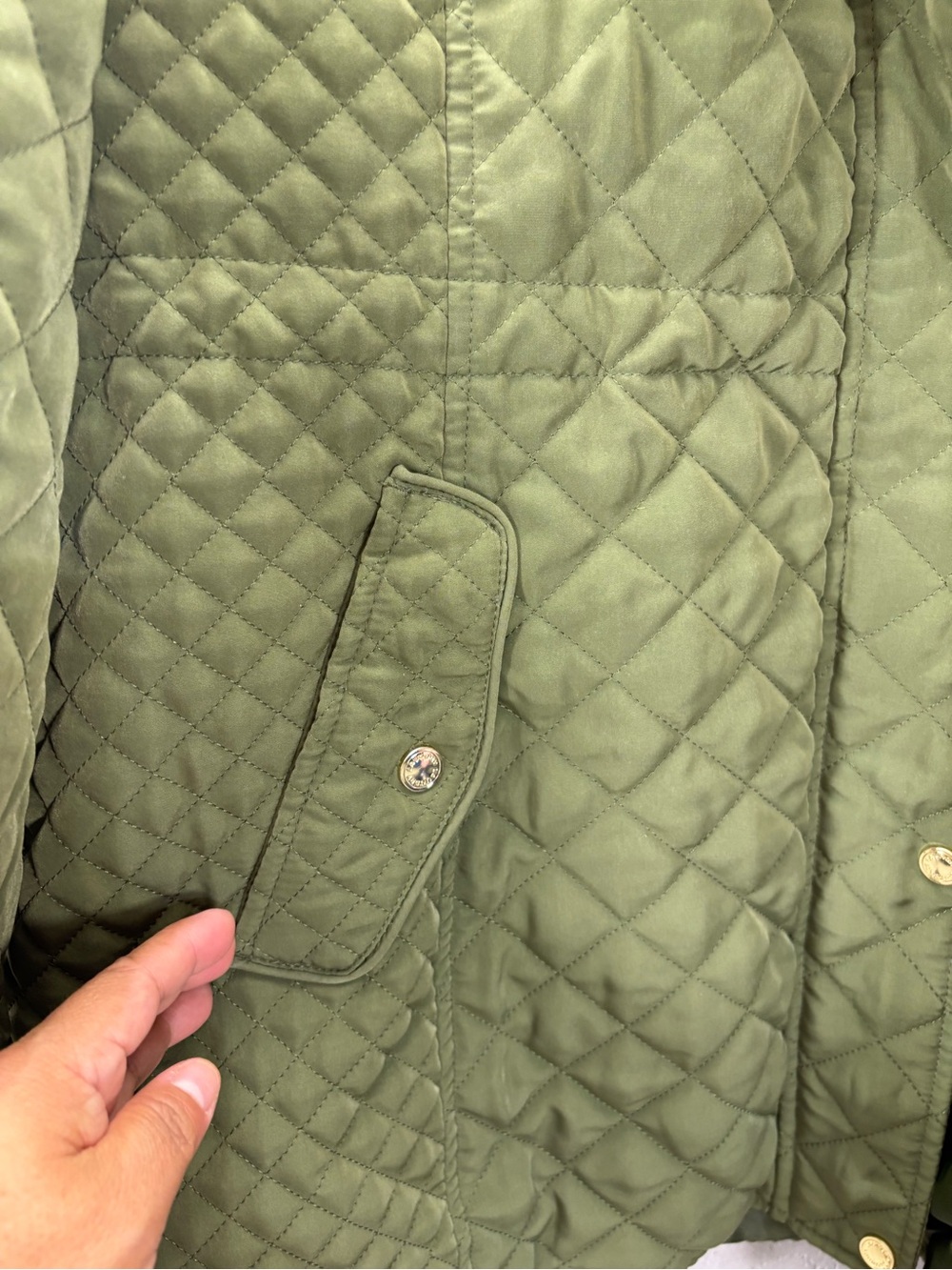 Laundry By Shelli Segal Olive Quilted Diamond-Pattern Puffer Coat - Picture 4 of 6